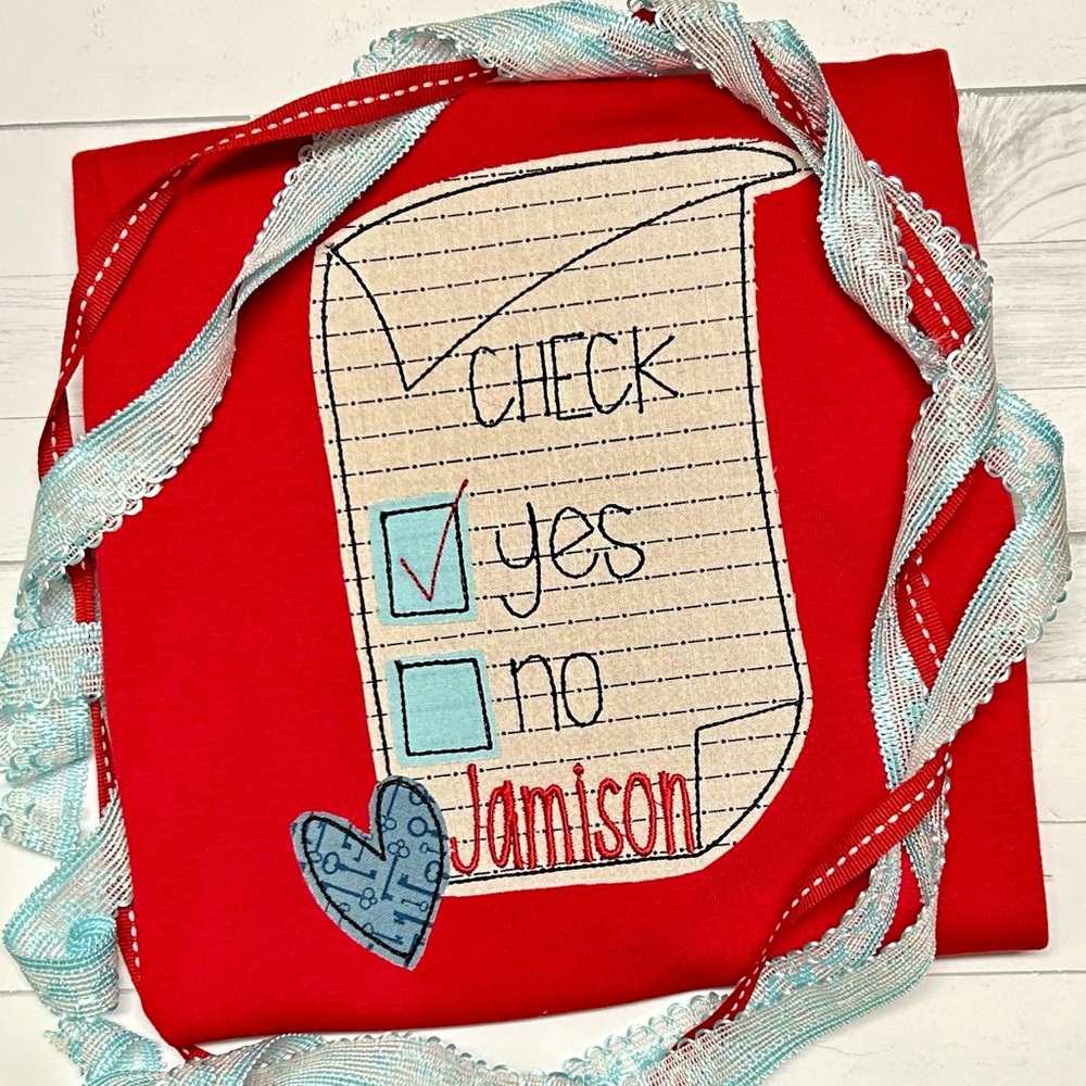 NWT made to order Red Applique Valentine’s Day Boys shirt